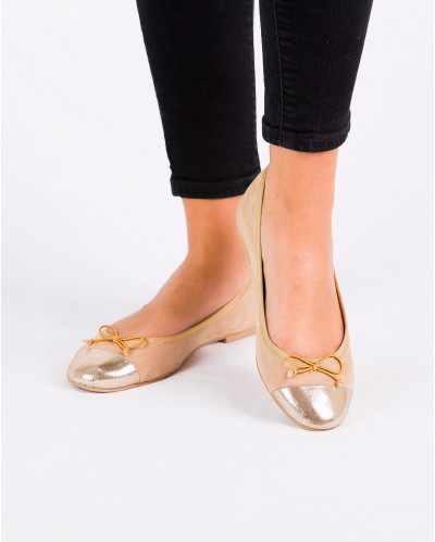 Ballerine Micheline Beige Et Doré
