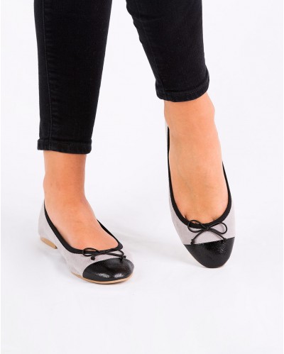 Ballerine Micheline Beige Et Noir